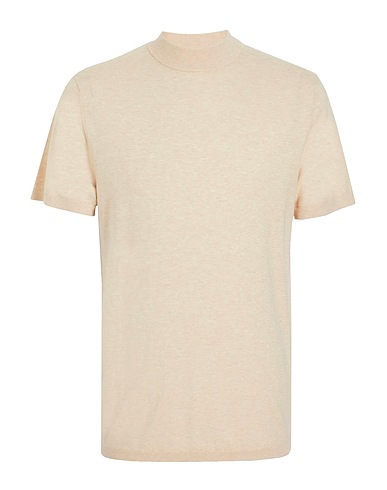 8 by YOOX Jumper ORGANIC COTTON-CACHEMERE BLEND KNITWEAR T-SHIRT Beige 95% Organic cotton, 5% Cashmere