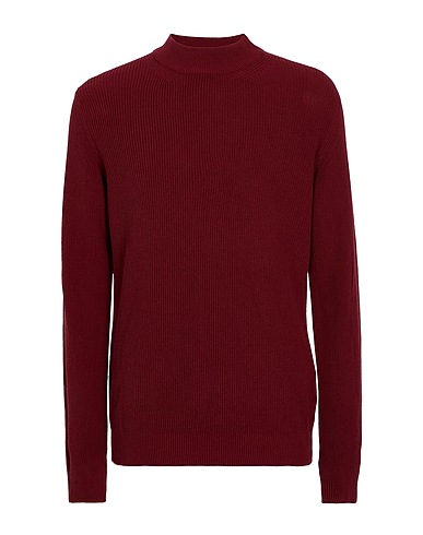 8 by YOOX タートルネック COTTON RIB KNIT MOCK-NECK JUMPER
 ボルドー コットン 50% / 再生コットン 50%