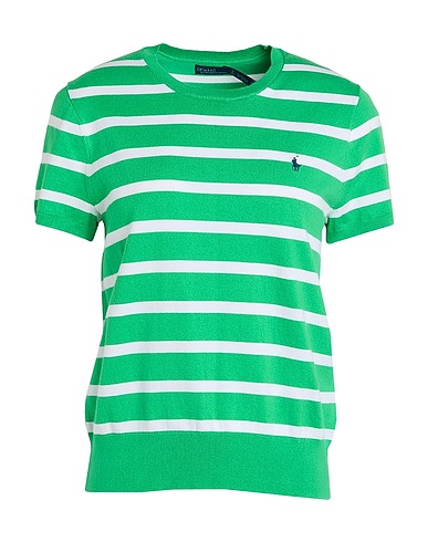 POLO RALPH LAUREN Jumper STRIPED SHORT-SLEEVE SWEATER
 Green 81% Cotton, 16% Nylon, 3% Elastane