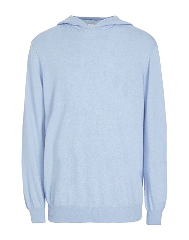 8 by YOOX Pullover WOOL BLEND PLAIN KNIT RELAXED FIT HOODIE Himmelblau 35% Recyceltes Polyamid, 30% Lyocell, 30% Recycelte Wolle, 5% Recycling-Kaschmir