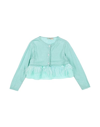 PINKO UP Cardigan Sky blue 100% Linen, Polyester, Ostrich feathers