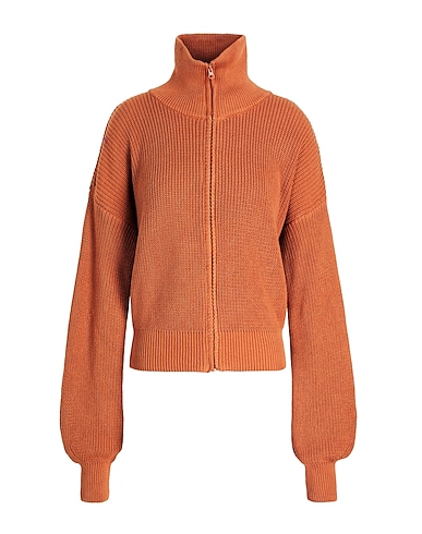 8 by YOOX Cardigan RIBBED KNIT ZIPPED CARDIGAN
 Camel 100% Organic cotton