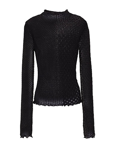 8 by YOOX Μπλούζα ζιβάγκο VISCOSE BLEND LACE PATCHWORK EFFECT KNIT TOP Μαύρο 86% Βισκόζη, 14% Πολυαμίδη