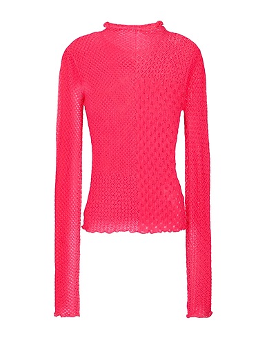 8 by YOOX VISCOSE BLEND LACE PATCHWORK EFFECT KNIT TOP Fuchsia 86% Viscose, 14% Polyamide
