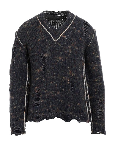 DANIELE ALESSANDRINI Jumper Navy blue 59% Acrylic, 22% Polyamide, 13% Wool, 6% Alpaca wool