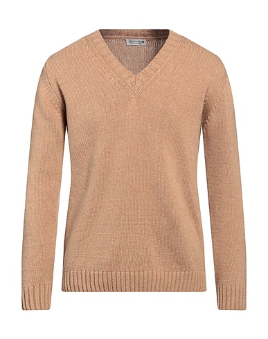 DANIELE ALESSANDRINI HOMME Jumper Camel 80% Wool, 20% Polyamide