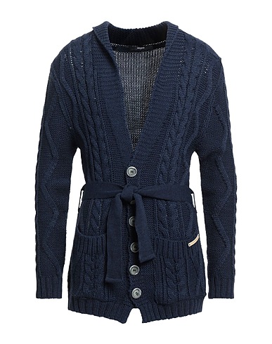 TAKESHY KUROSAWA Cardigan Midnight blue 40% Wool, 40% Acrylic, 10% Viscose, 10% Alpaca wool