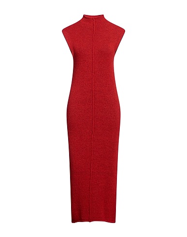 ANONYME DESIGNERS Long dress Brick red 48% Polyacrylic, 26% Polyamide, 18% Wool, 6% Metallic fiber, 2% Elastane