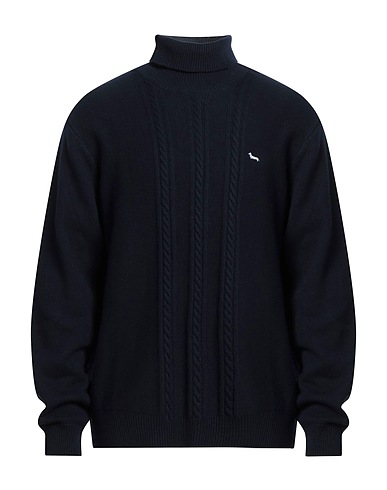 HARMONT & BLAINE Polo neck Midnight blue 50% Cotton, 50% Wool