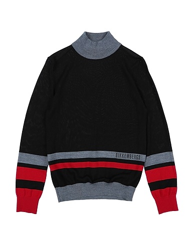 BIKKEMBERGS Polo neck Black 50% Wool, 50% Acrylic