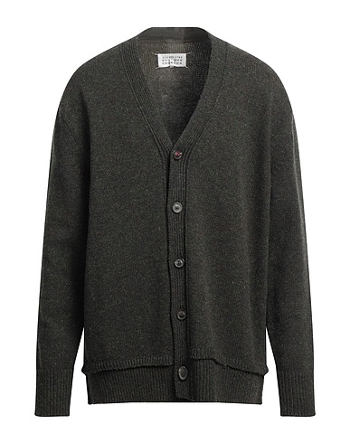 MAISON MARGIELA カーディガン ダークグリーン ウール 46% / リネン 31% / コットン 23% / 牛革