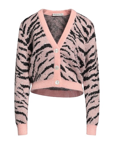 ALESSANDRA RICH Cardigan Rosa chiaro 50% Lana mohair, 32% Lana, 18% Poliammide, Vetro, Madreperla