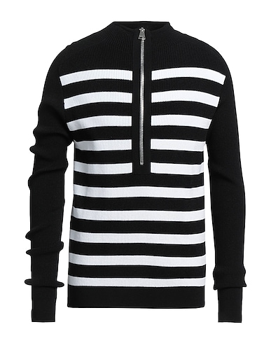 BALMAIN Jumper with zip Black 80% Viscose, 17% Polyester, 3% Polyamide