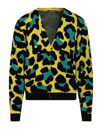 VERSACE Cardigan Lime green 44% Viscose, 27% Wool, 26% Polyamide, 3% Polyester