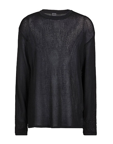 8 by YOOX Pullover COTTON BLEND SEE THOUGH SWEATER
 Nero 50% Poliestere riciclato, 50% Cotone riciclato