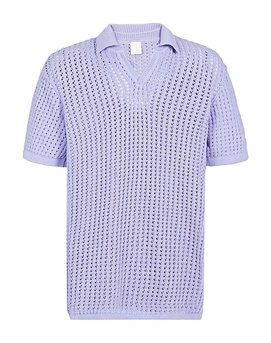 8 by YOOX Jumper COTTON BLEND OPEN WORK KNIT POLO
 Mauve 75% Recycled cotton, 20% Recycled polyester, 5% Other Fibres