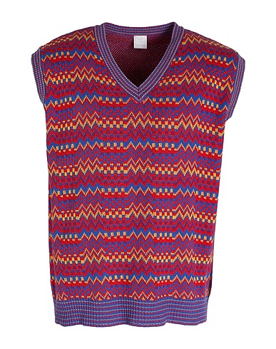 8 by YOOX Jumper MULTICOLOR COTTON SLEEVELESS SWEATER
 Red 50% Cotton, 50% Recycled cotton