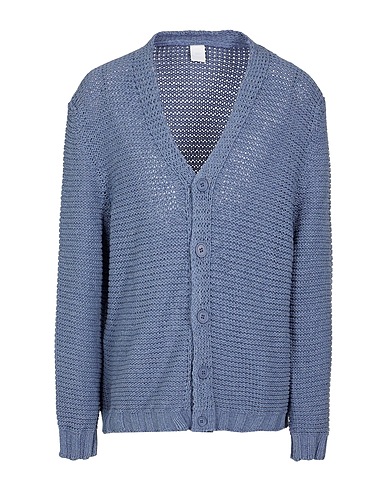 8 by YOOX Cardigan RECYCLED COTTON V-NECK CARDIGAN
 Slate blue 75% Recycled cotton, 20% Recycled polyester, 5% Other Fibres