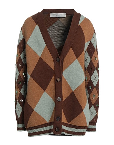 GOLDEN GOOSE Cardigan Brown 66% Cotton, 24% Virgin Wool, 7% Viscose, 2% Polyamide, 1% Elastane