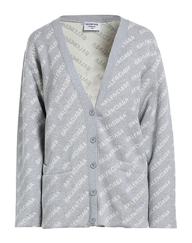BALENCIAGA Cardigan Light grey 34% Cotton, 30% Wool, 25% Polyester, 10% Polyamide, 1% Elastane