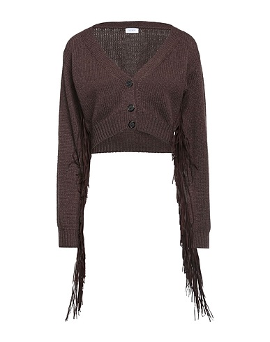 MIXIK Cardigan Testa di moro 100% Cachemire, Pelle