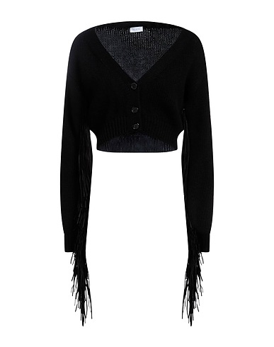 MIXIK Cardigan Nero 100% Cachemire, Pelle