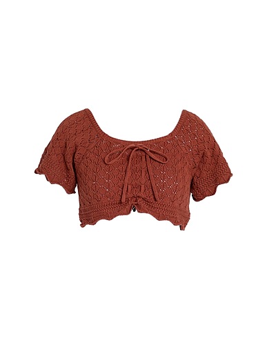 PIECES Crop top Brown 88% Cotton, 12% Nylon