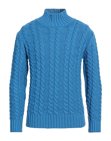 PAOLO PECORA Rollkragenpullover Azurblau 100% Schurwolle