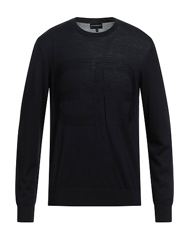 EMPORIO ARMANI Pullover Blu notte 100% Lana Vergine, Poliammide, Elastan