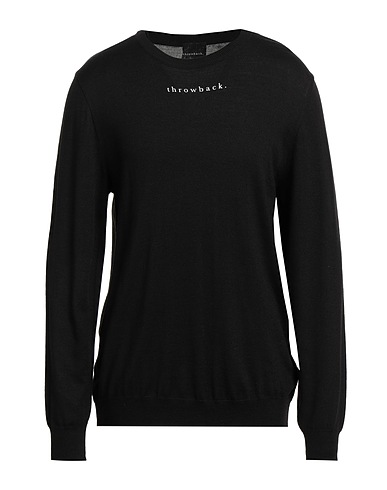 THROWBACK. Pullover Nero 60% Lana Merino, 40% Acrilico