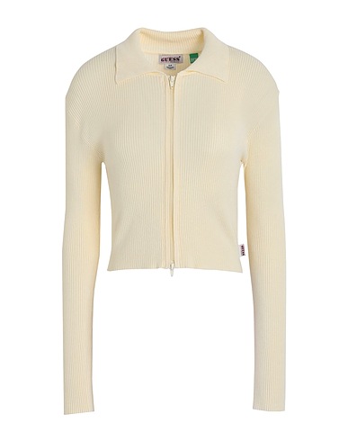 GUESS Cardigan Pastel yellow 71% EcoVero™ viscose, 29% Polyamide