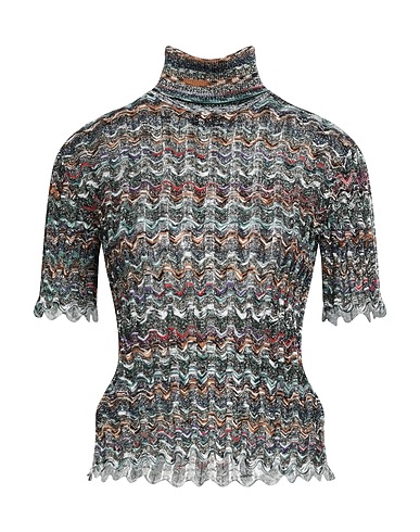 MISSONI Polo neck Dark green 33% Cupro, 27% Wool, 22% Viscose, 18% Polyester