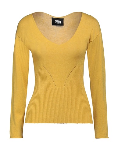 ALPHA STUDIO Sweater Mustard 73% Viscose, 14% Polyester, 13% Polyamide
