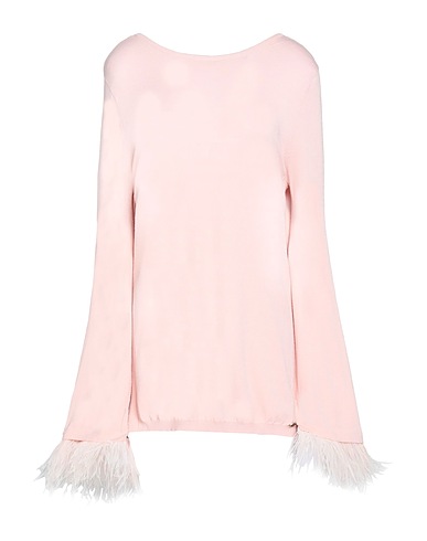 TWINSET Pullover Rosa 72% Viscosa, 28% Poliestere, Piume di struzzo