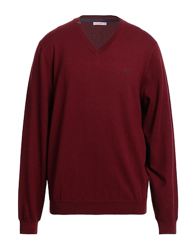SUN 68 Jumper Burgundy 50% Merino Wool, 50% Cotton