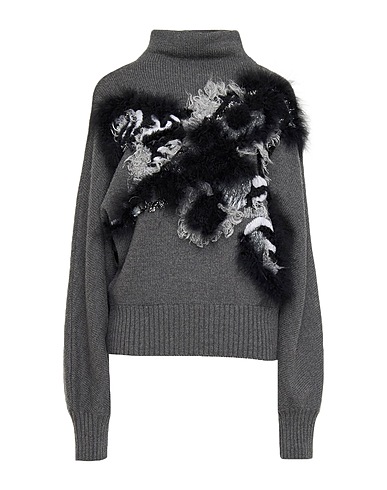 ALBERTA FERRETTI Polo neck Lead 100% Virgin Wool, Feathers