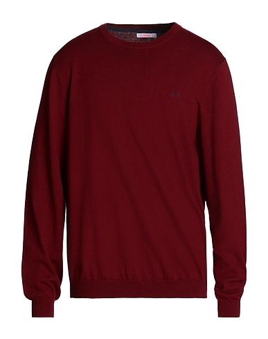SUN 68 Sweater Burgundy 50% Merino Wool, 50% Cotton
