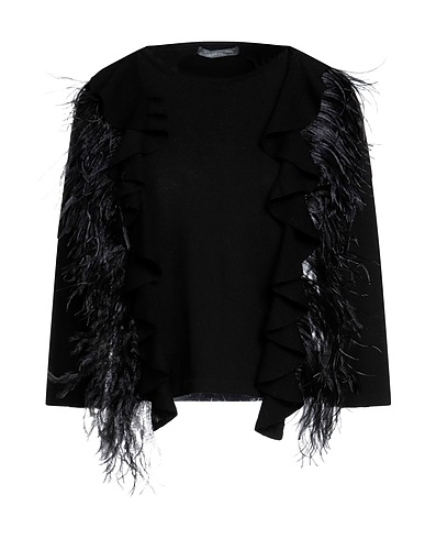 ALBERTA FERRETTI Pullover Nero 100% Lana Vergine, Piuma