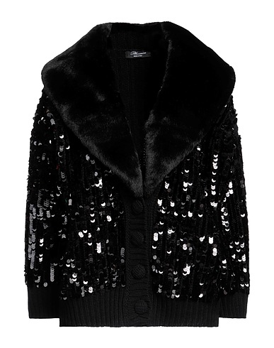 BLUMARINE Cardigan Black 100% Virgin Wool, PVC - Polyvinyl chloride, Polyester