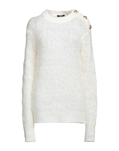 BALMAIN Jumper White 60% Mohair wool, 30% Wool, 5% Acrylic, 5% Polyamide