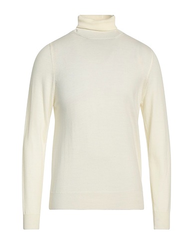 +39 MASQ Rollkragenpullover Elfenbein Merinowolle