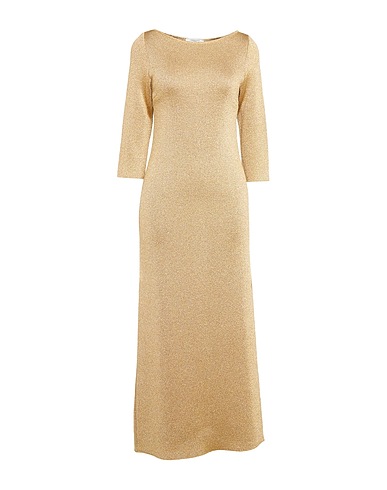 CHARLOTT Vestito lungo Oro 100% Lana, Poliestere, Viscosa