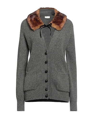 SAINT LAURENT Strickjacke Grau 100% Kamelhaar, Modacryl, Polyester