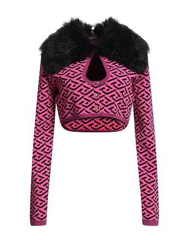 VERSACE Cardigan Fuchsia 82% Viscose, 17% Polyester, 1% Other Fibres, Shearling