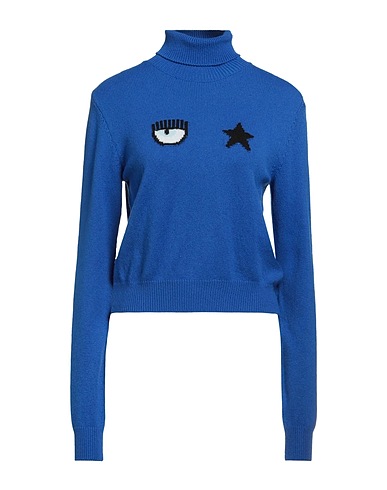 CHIARA FERRAGNI Turtleneck Blue 40% Wool, 30% Viscose, 20% Polyamide, 10% Cashmere