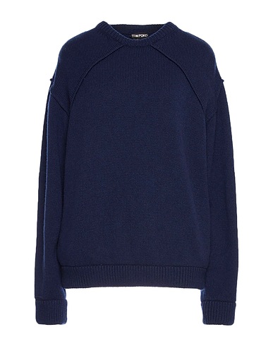 TOM FORD Cashmere jumper Navy blue 100% Cashmere, Calfskin