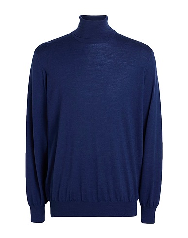 BRUNELLO CUCINELLI Polo neck Blue 90% Virgin Wool, 10% Cashmere