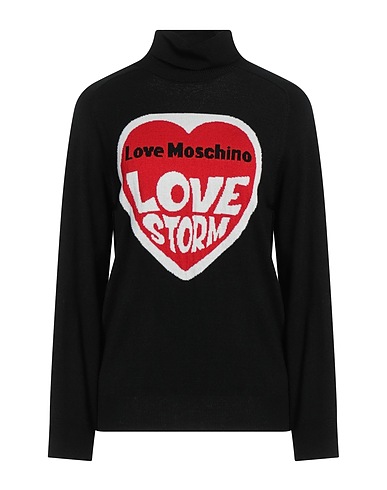 LOVE MOSCHINO Polo neck Black 50% Wool, 50% Acrylic