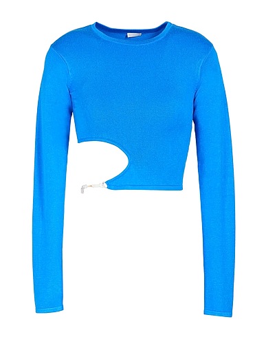 8 by YOOX Jumper KNITTED ROUND-NECK SWEATER
 Azure 73% Viscose, 27% Recycled polyamide