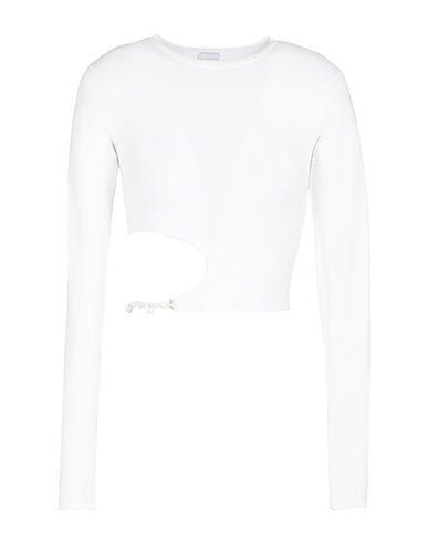 8 by YOOX Pullover KNITTED ROUND-NECK SWEATER
 Bianco 73% Viscosa, 27% Poliammide riciclato